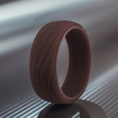 Brown Wood Grain Silicone Ring Wedding Band