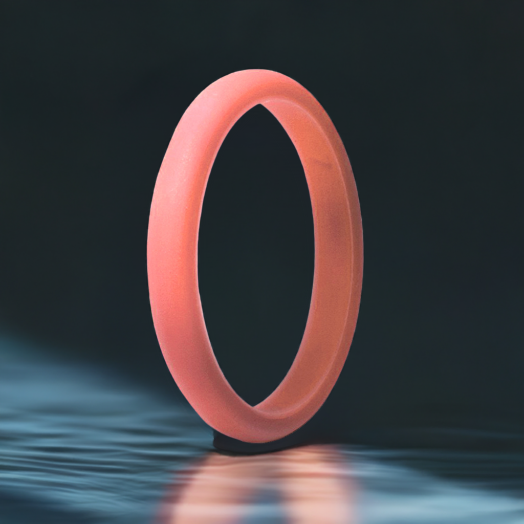Coral Women's Thin Silicone Rings And Wedding Bands