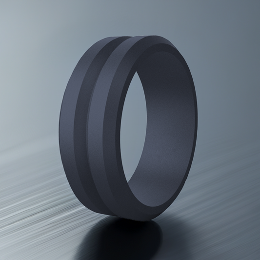 Dark Gray V Groove Silicone Rings And Wedding Bands
