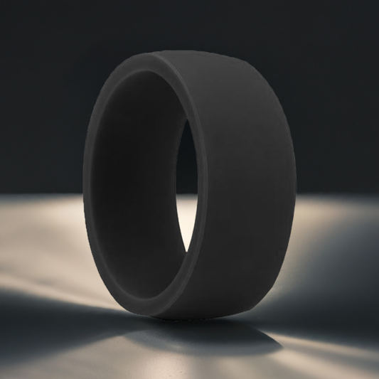 Flat Edge Black Silicone Rings Rubber Wedding Bands