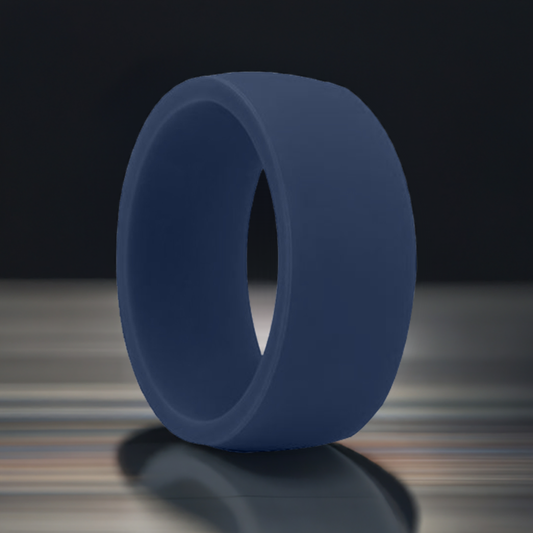 Flat Edge Navy Blue Silicone Rings Rubber Wedding Bands