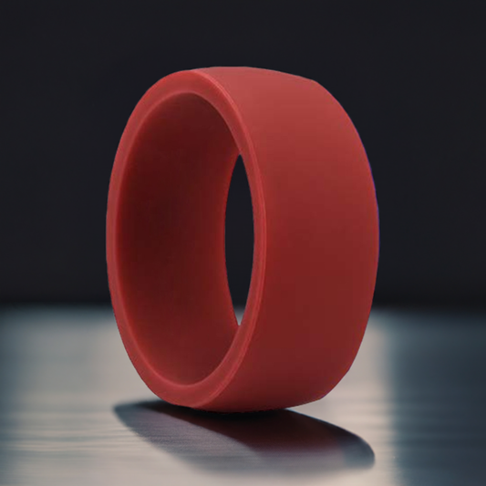 Flat Edge Red Silicone Rings Rubber Wedding Bands