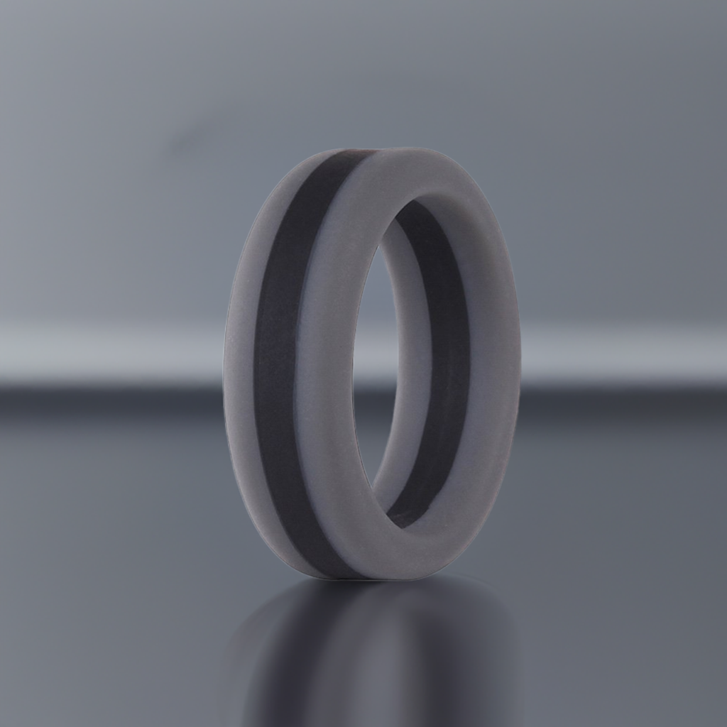 Gray With Black Stripe Silicone Rings