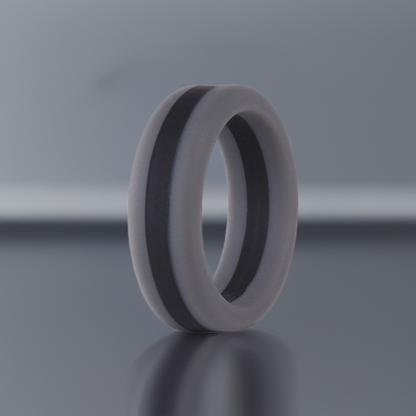 Gray With Black Stripe Silicone Rings