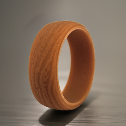 Khaki Wood Grain Silicone Ring Wedding Band