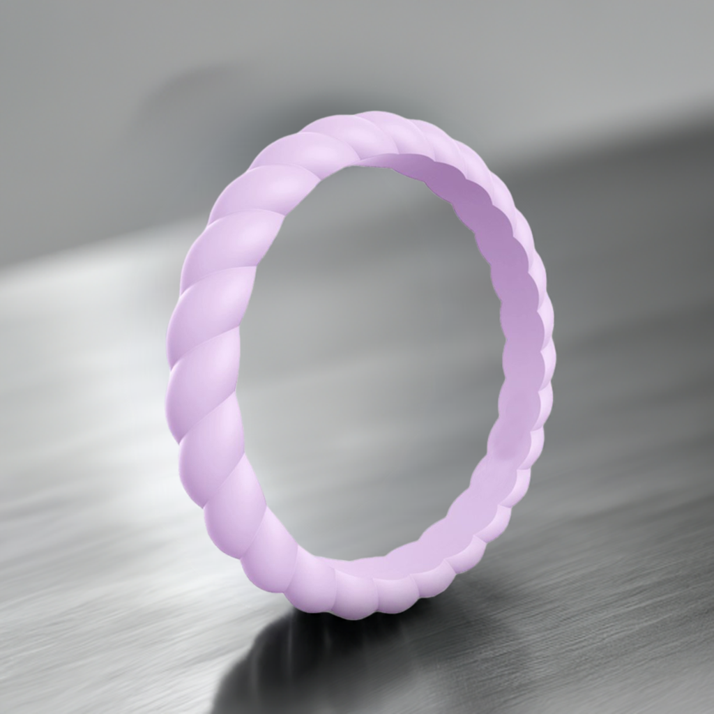 Lavender Stylish Stackable Women's Braided Silicone Rings And Wedding Bands