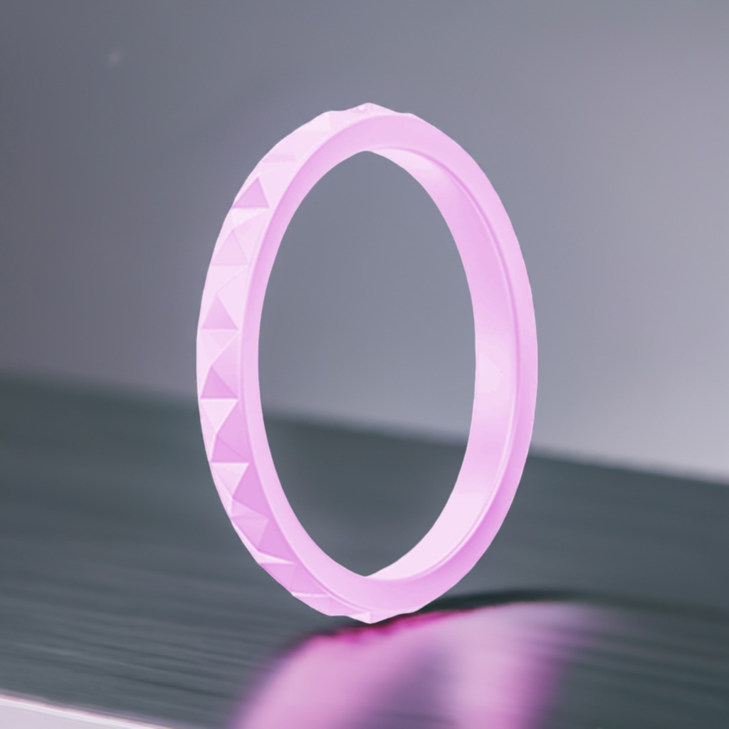 Lavender Stylish Pyramid Stackable Silicone Rings For Women