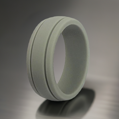 Light Gray Silicone Rings | Double Groove Silicone Rings