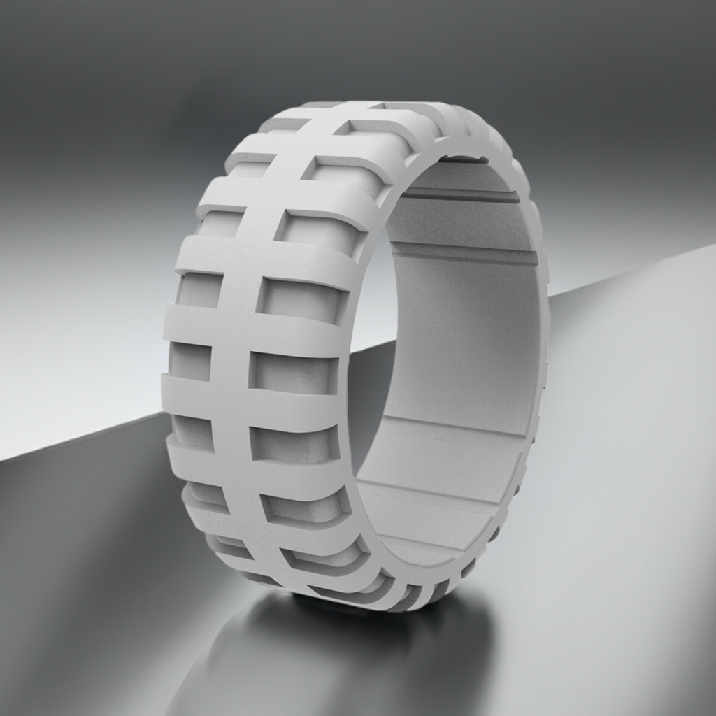 Light Gray Tire Silicone Wedding Rings For Men