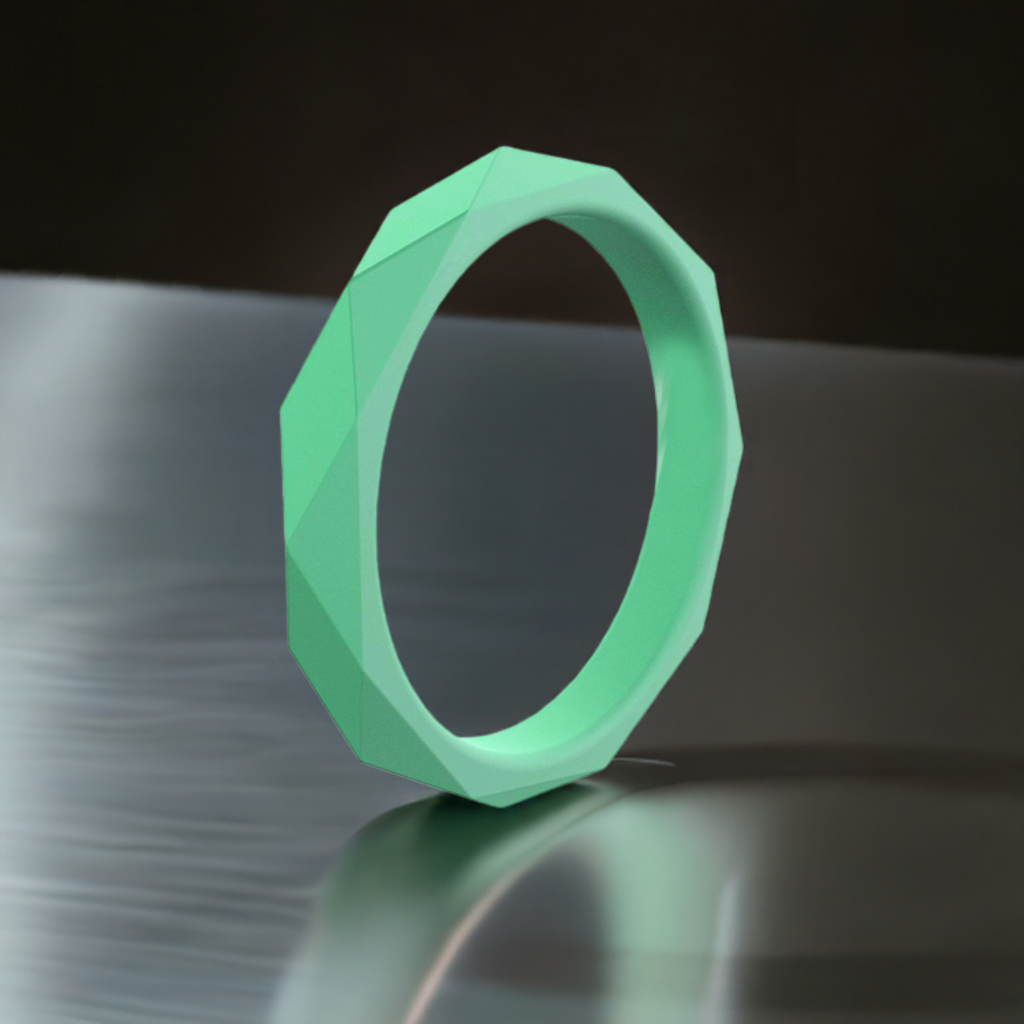 Mint Green Unique Rhombus Stackable Silicone Wedding Bands For Women