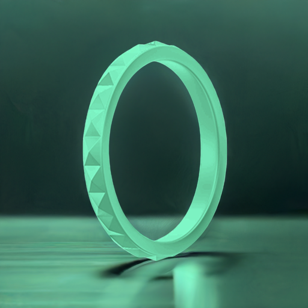 Mint Stylish Pyramid Stackable Silicone Rings For Women