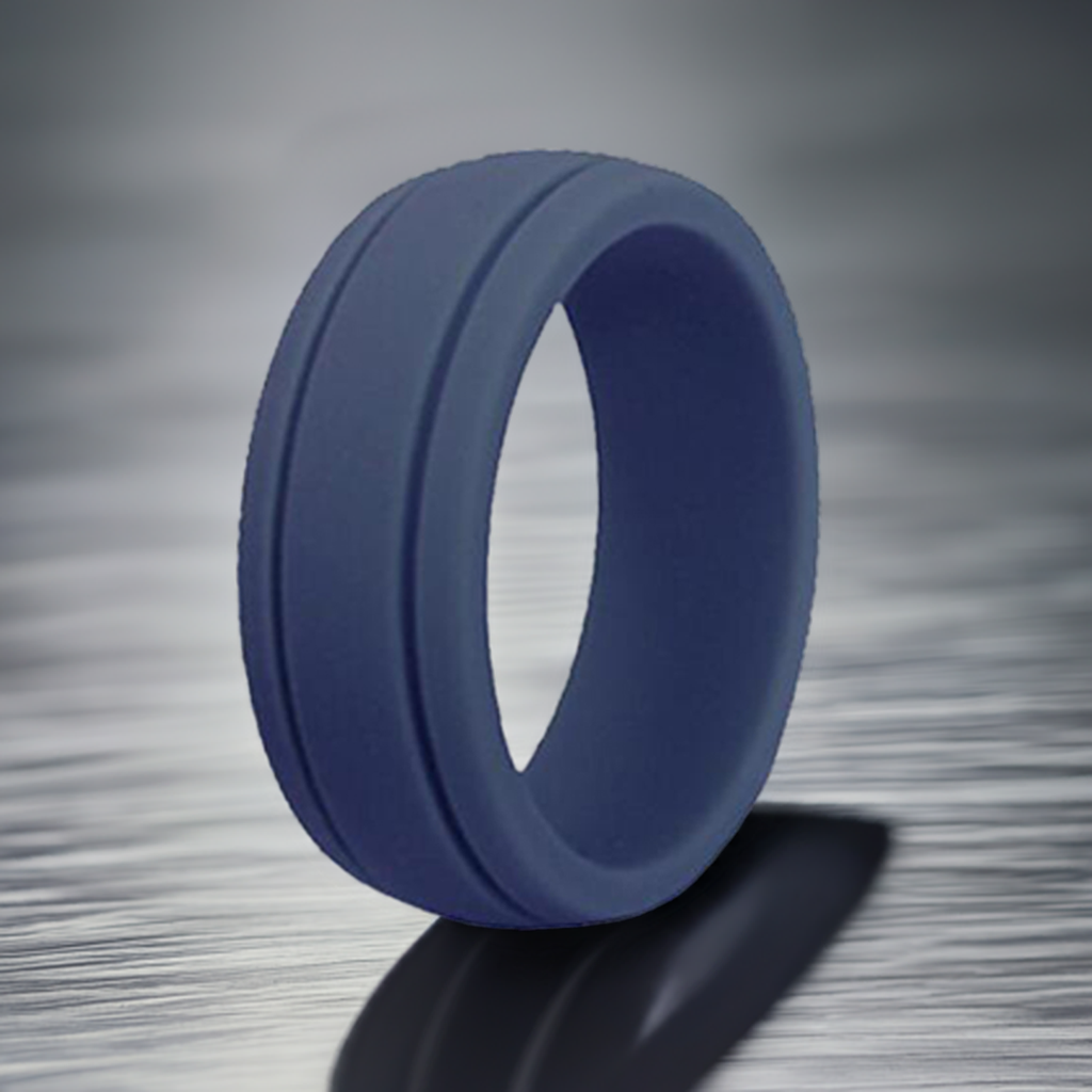 Navy Blue Silicone Rings | Double Groove Silicone Rings