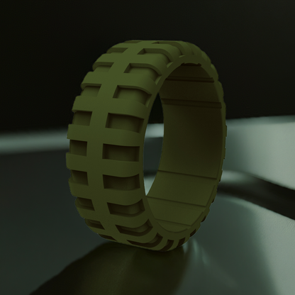 Olive Green Tire Silicone Wedding Rings For Men