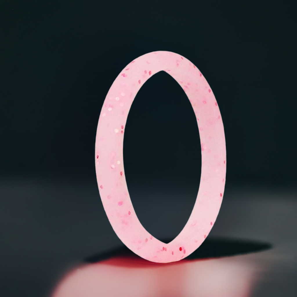 Sparkly Pink With Red Glitter Silicone Rings For Women