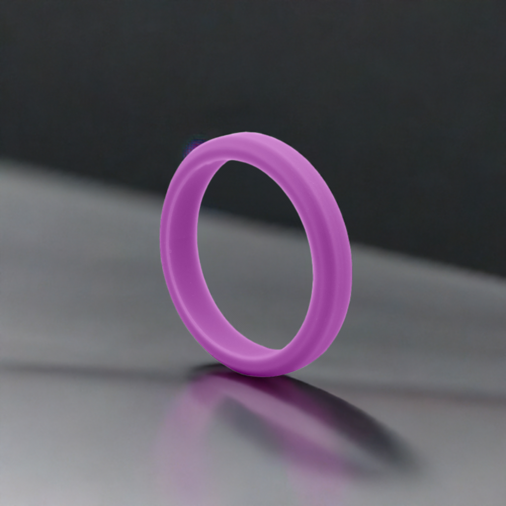 Purple Bevel Silicone Rubber Rings For Women