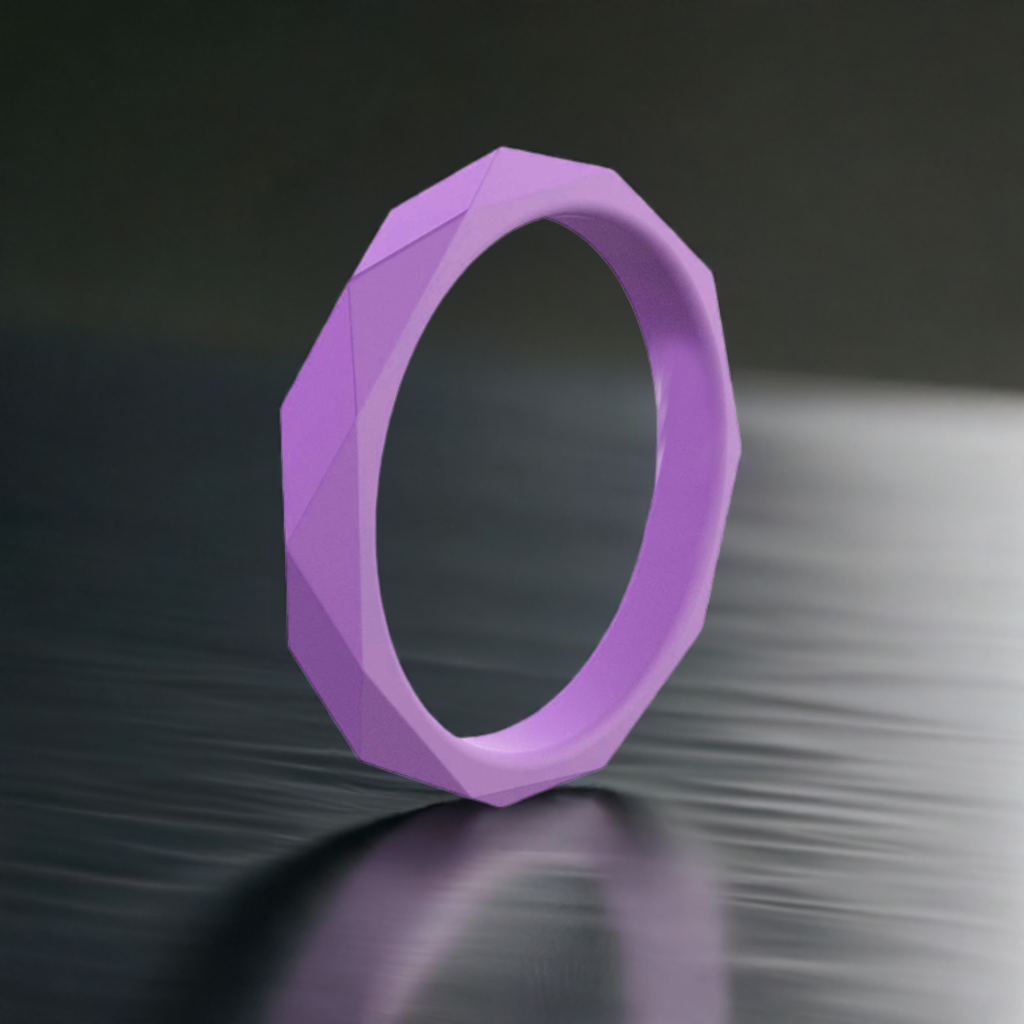 Purple Unique Rhombus Stackable Silicone Wedding Bands For Women