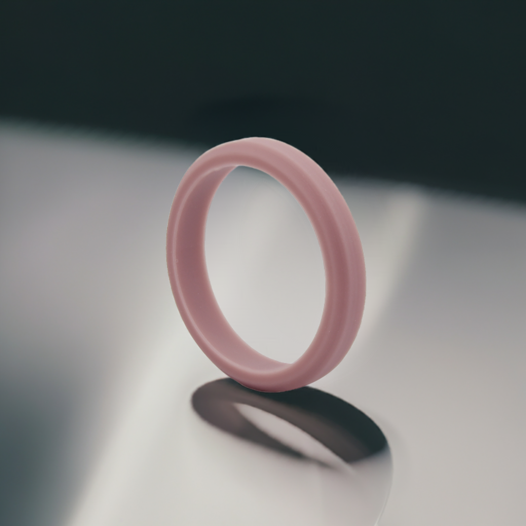 Rose Pink Bevel Silicone Rubber Rings For Women