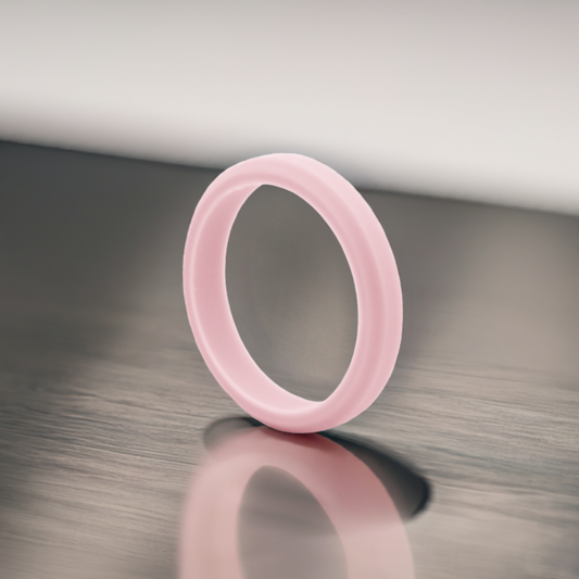 Sakura Pink Bevel Silicone Rubber Rings For Women