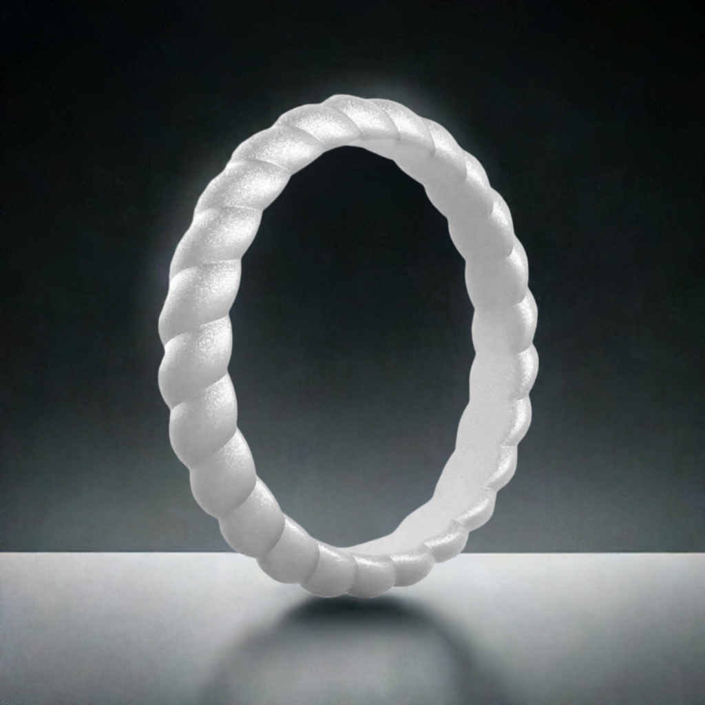 Silver Stylish Stackable Women's Braided Silicone Rings And Wedding Bands