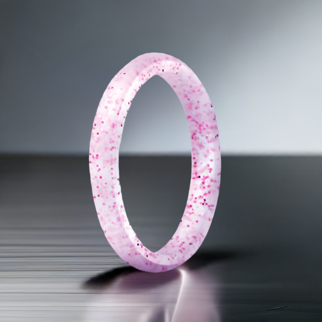 Sparkly Transparent With Purple Glitter Silicone Rings For Women