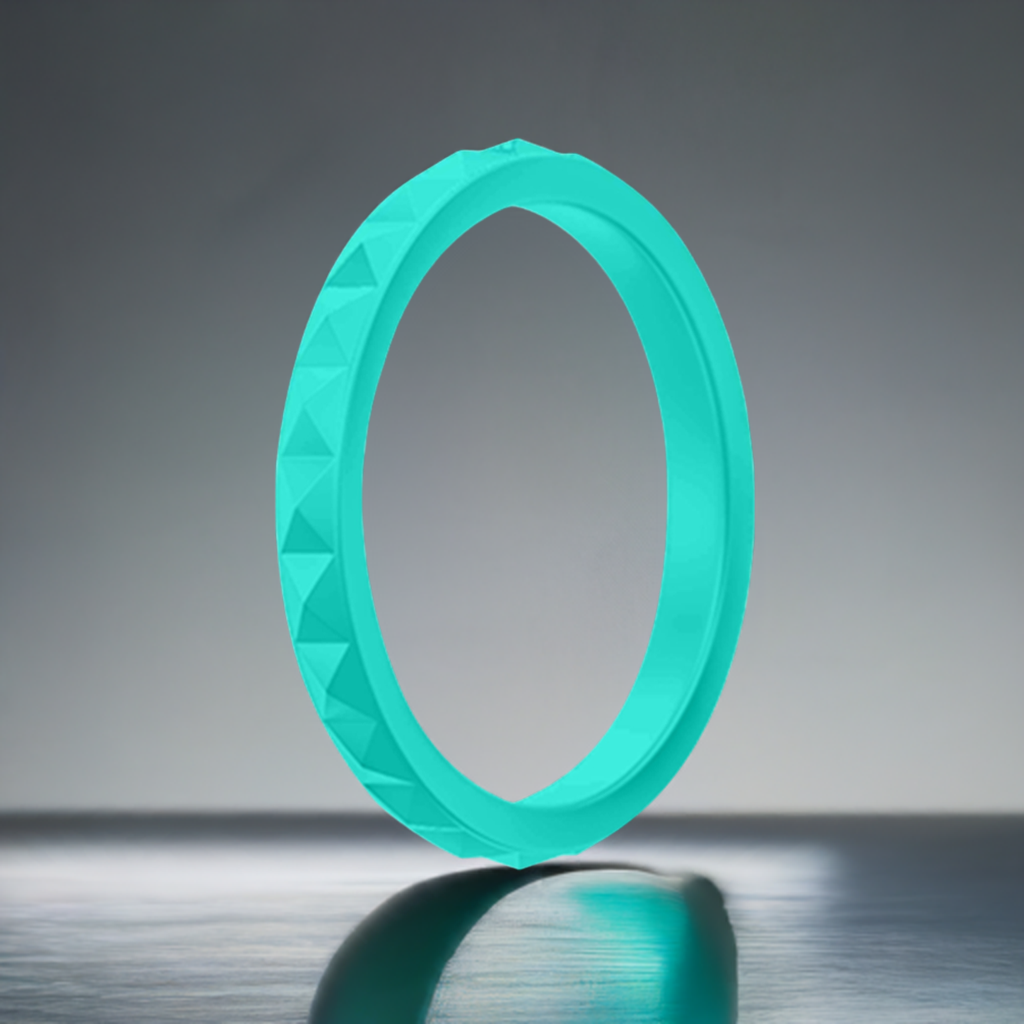 Turquoise Stylish Pyramid Stackable Silicone Rings For Women