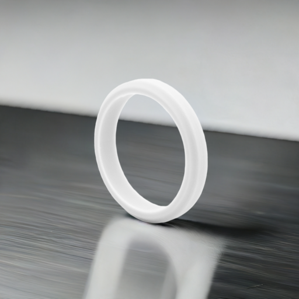 White Bevel Silicone Rubber Rings For Women
