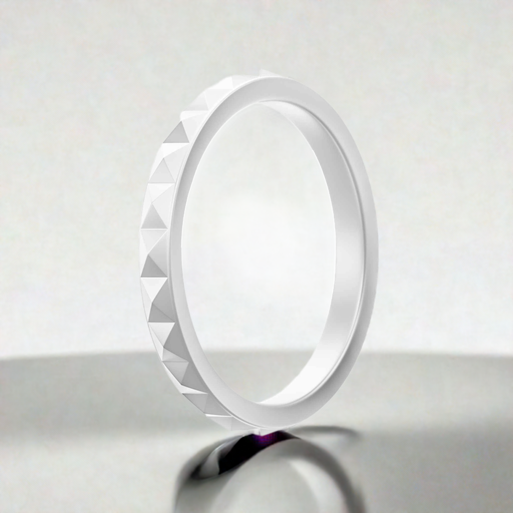 White Stylish Pyramid Stackable Silicone Rings For Women