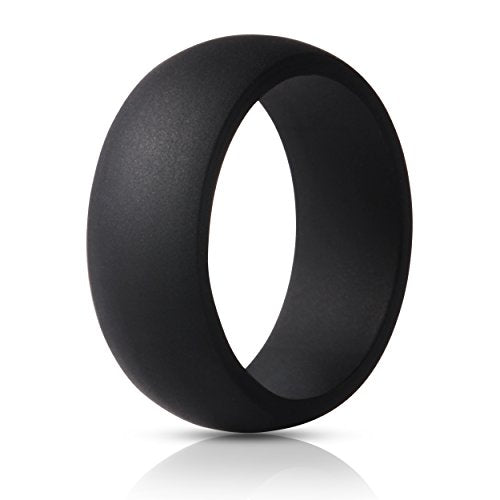 Arc Edge Black Silicone Wedding Rings For Men