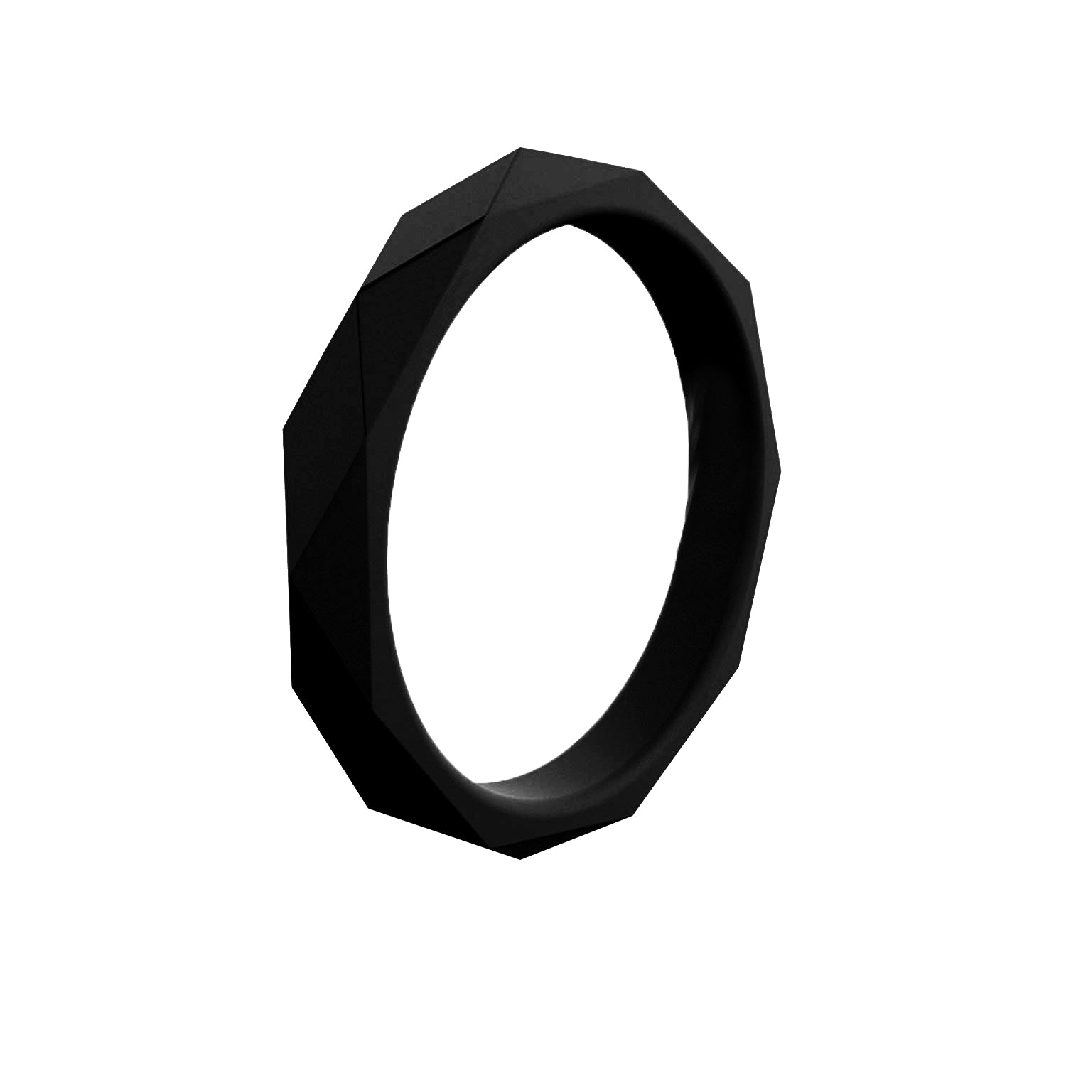 Stackable Rhombus Black Unique Silicone Wedding Bands For Women