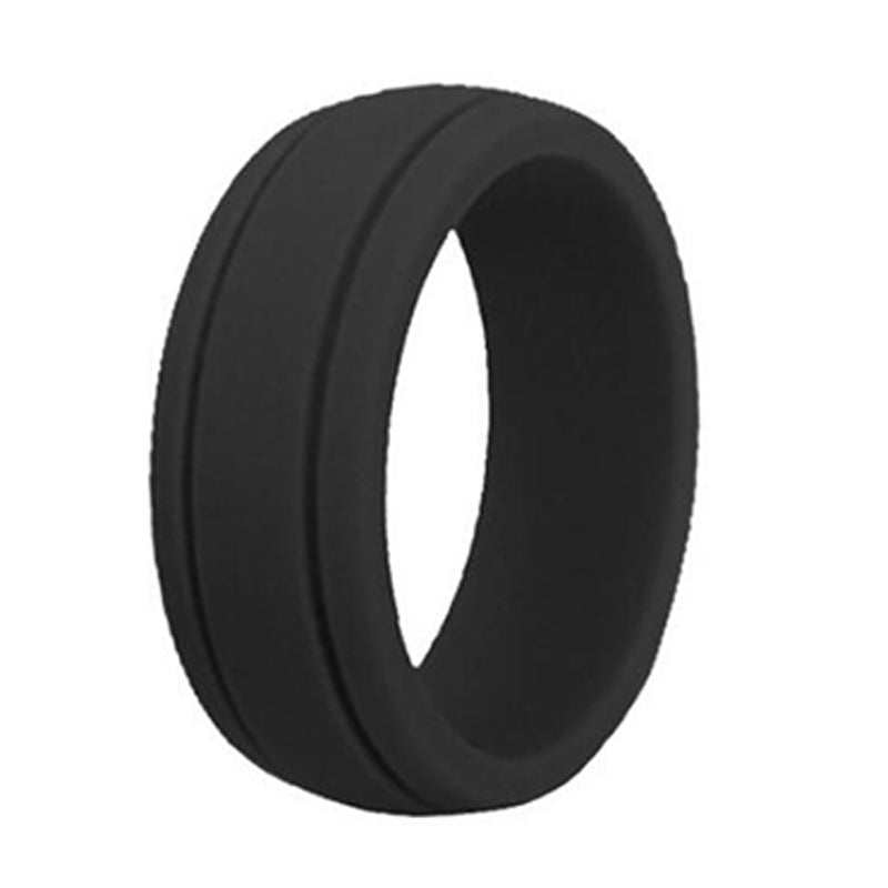 Black Silicone Rings | Double Groove Silicone Rings