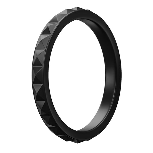 Stylish Stackable Pyramid Black Silicone Rings For Women