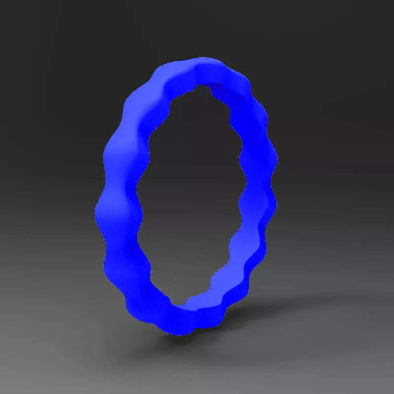 Best Stackable Blue Wavy Silicone Rings For Women