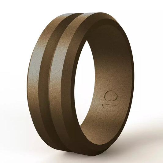 Brown V Groove Silicone Rings And Wedding Bands