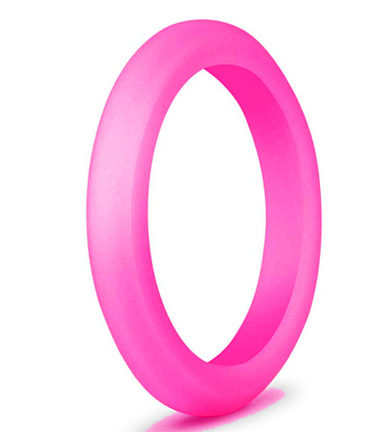 Women's Thin Fuchsia Silicone Rings And Wedding Bands