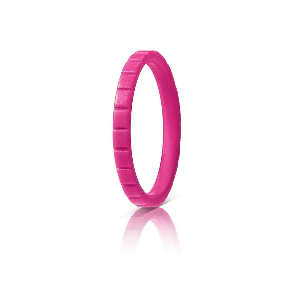 Cute Stackable Fuchsia Step Silicone Rings For Women