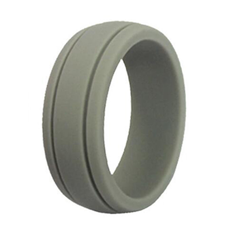 Gray Double Groove Silicone Wedding Bands
