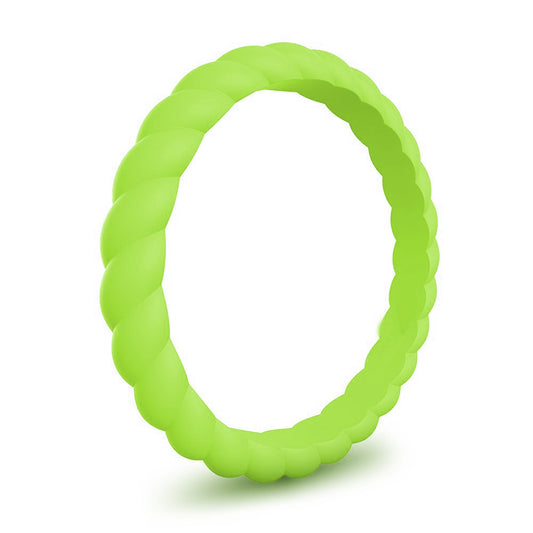 Green Stylish Stackable Women's Braided Silicone Rings And Wedding Bands