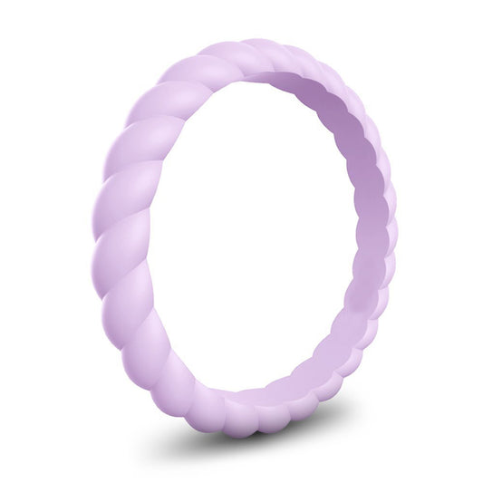 Lavender Stylish Stackable Women's Braided Silicone Rings And Wedding Bands