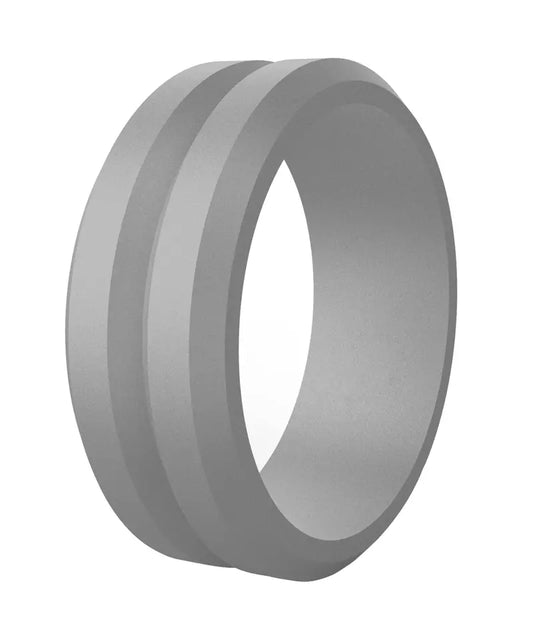 Light Gray V Groove Silicone Rings And Wedding Bands