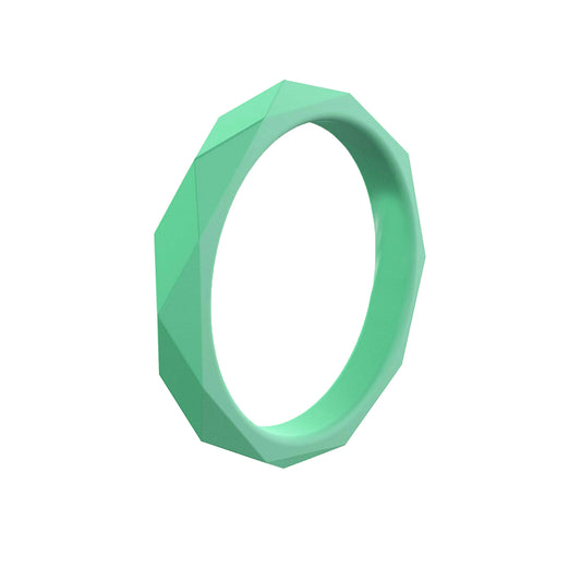 Stackable Rhombus Mint Green Unique Silicone Wedding Bands For Women