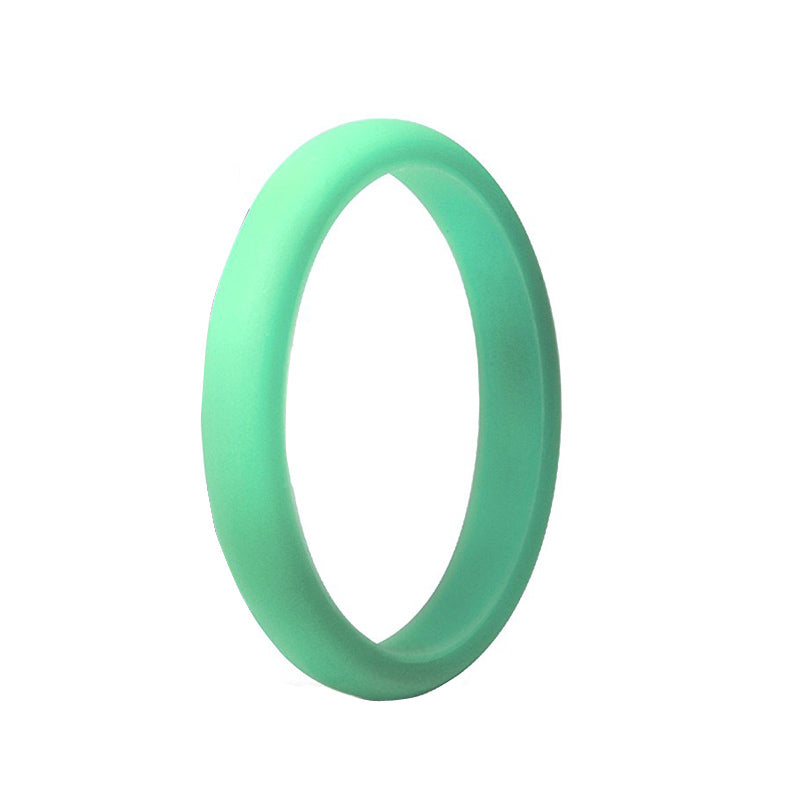 Women's Thin Mint Green Silicone Rings And Wedding Bands