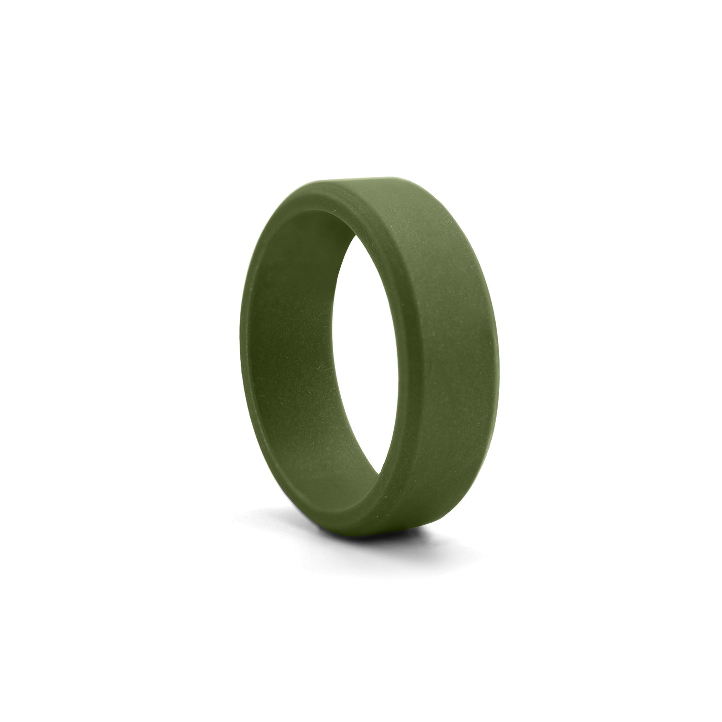 Bevel Olive Green Rubber Rings For Men