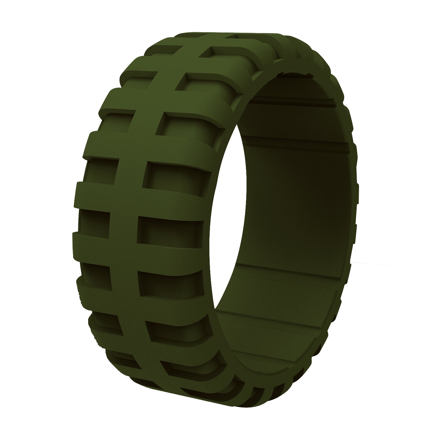 Olive Green Tire Silicone Wedding Rings For Men
