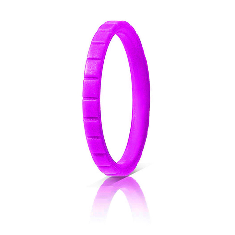Cute Stackable Pearly Purple Step Silicone Rings For Women