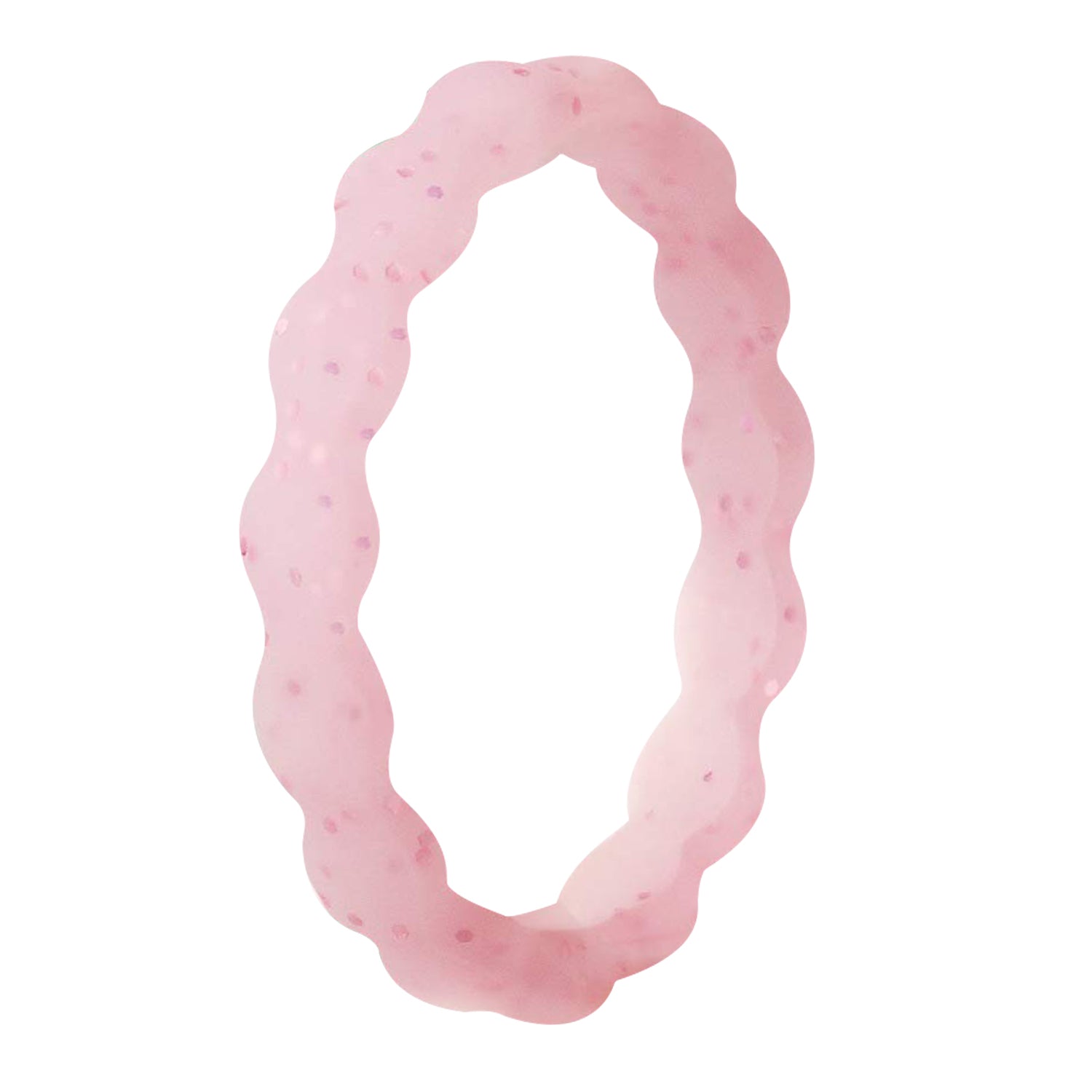 Best Stackable Pink With Red Glitter Wavy Silicone Rings For Women