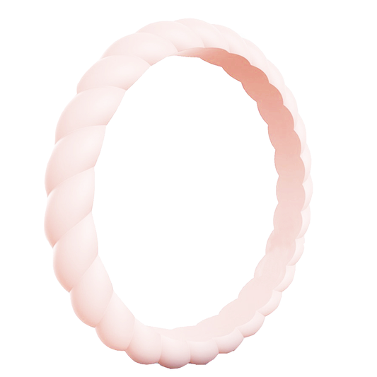 Sakura Pink Stylish Stackable Women's Braided Silicone Rings And Wedding Bands