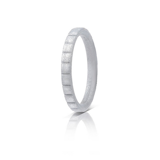 Cute Stackable Shiny Silver Step Silicone Rings For Women