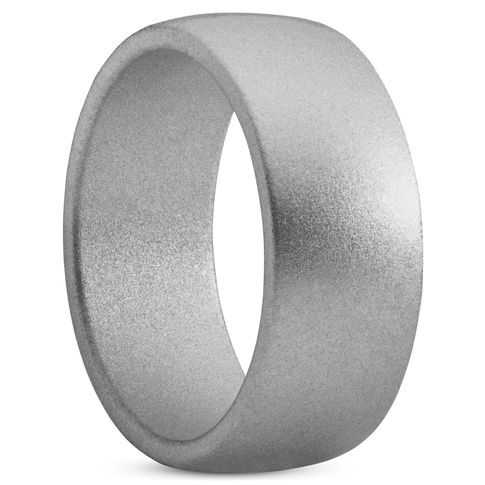 Flat Edge Silver Silicone Rings