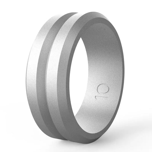 Silver V Groove Silicone Rings And Wedding Bands