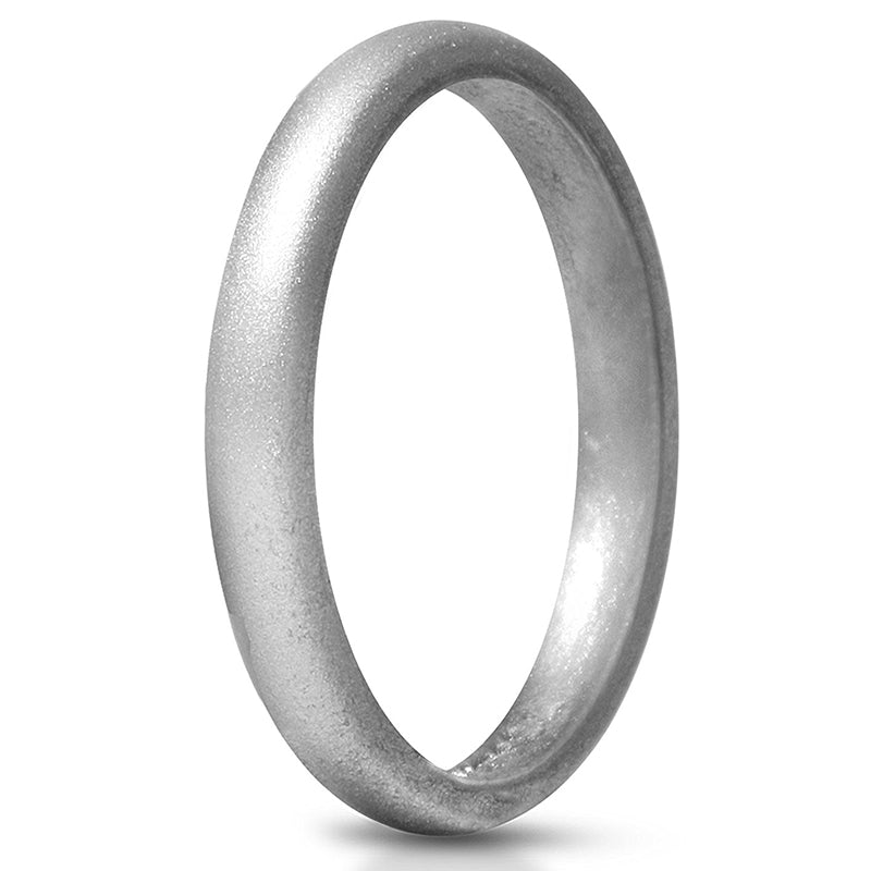 Women's Thin Shiny Silver Silicone Rings And Wedding Bands